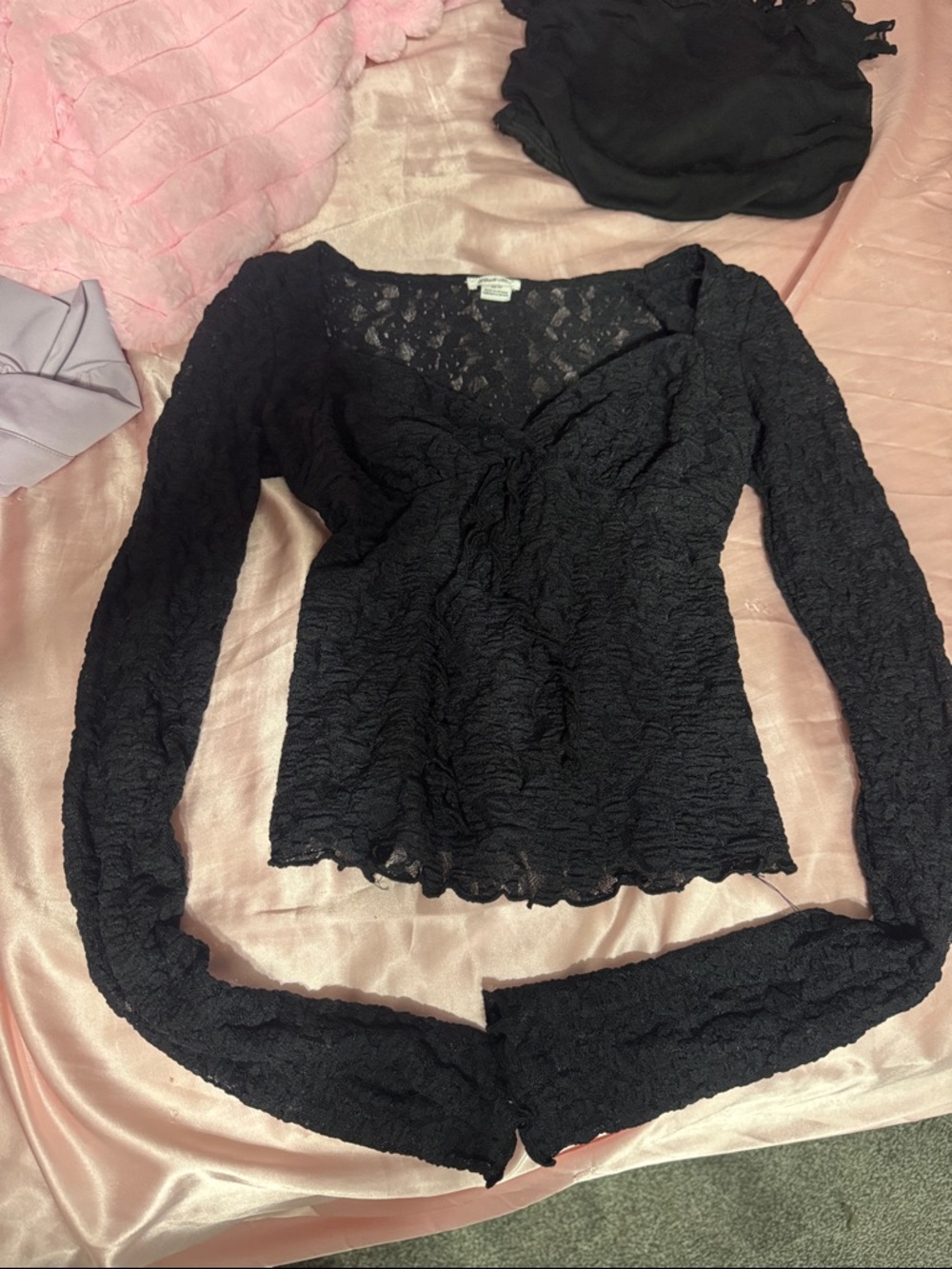 Kimchi Blue Black Lace Long-Sleeve Top